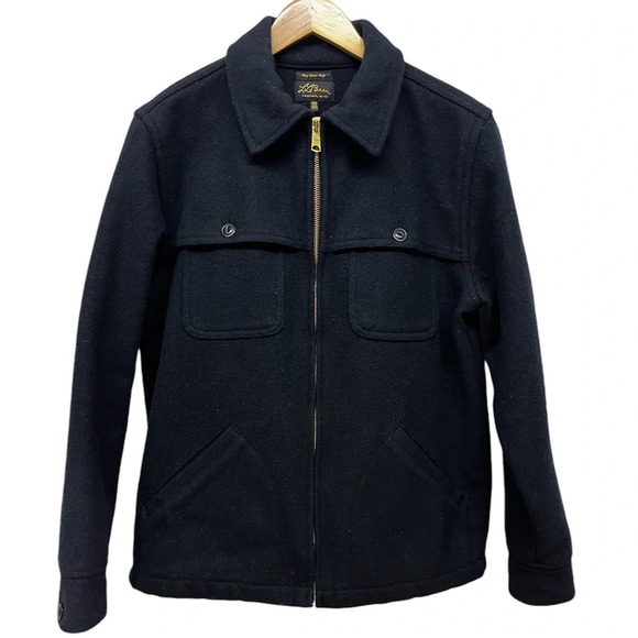 LL Bean Freeport Maine Archive 1965 Bean’s Stag Navy Jacket 85% Wool Men’s M - Picture 1 of 12